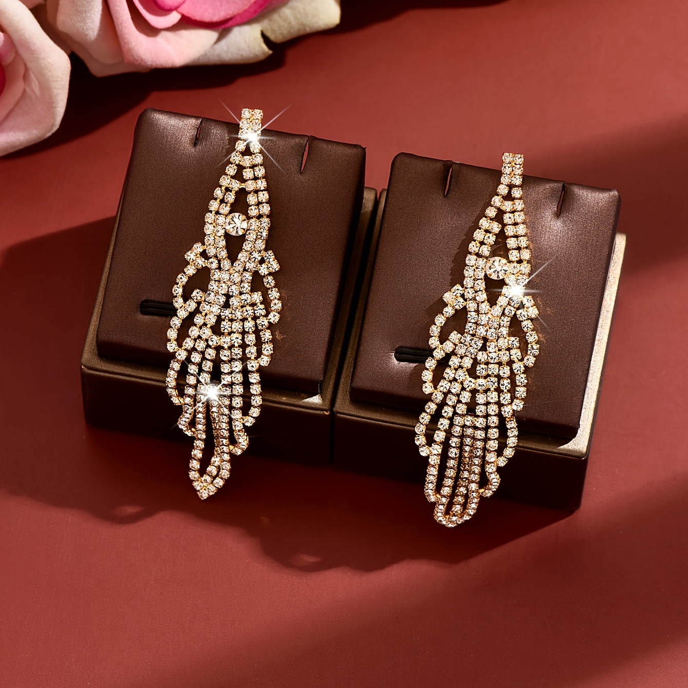 Women's Elegant Rhinestone Tassel Dangle Earrings